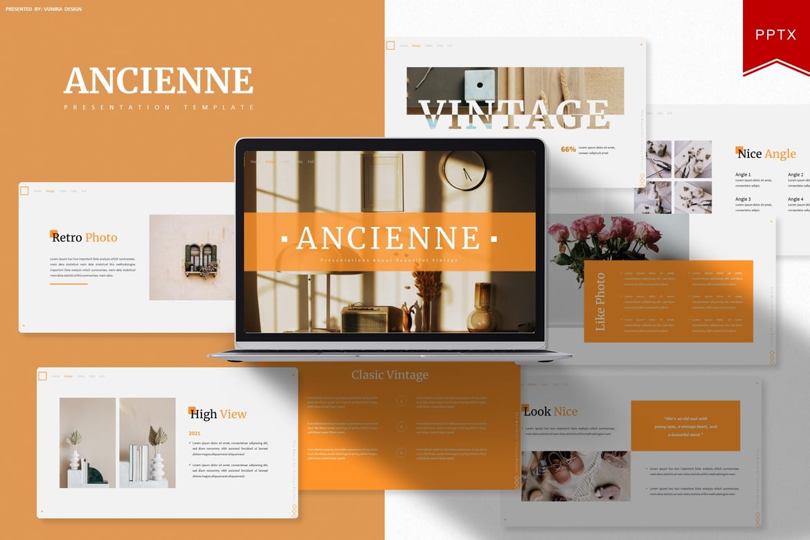 Template Presentasi PowerPoint Ancienne yang Menawan