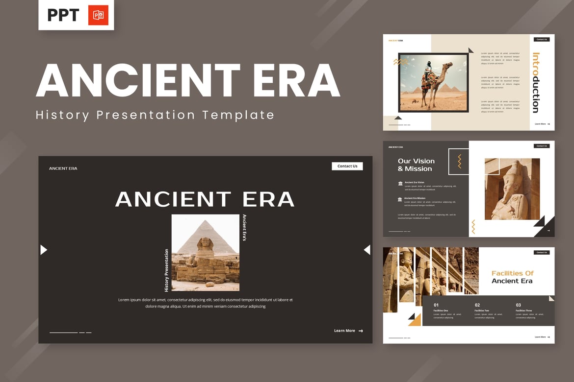 Template Powerpoint Era Kuno - Presentasi Sejarah yang Menarik