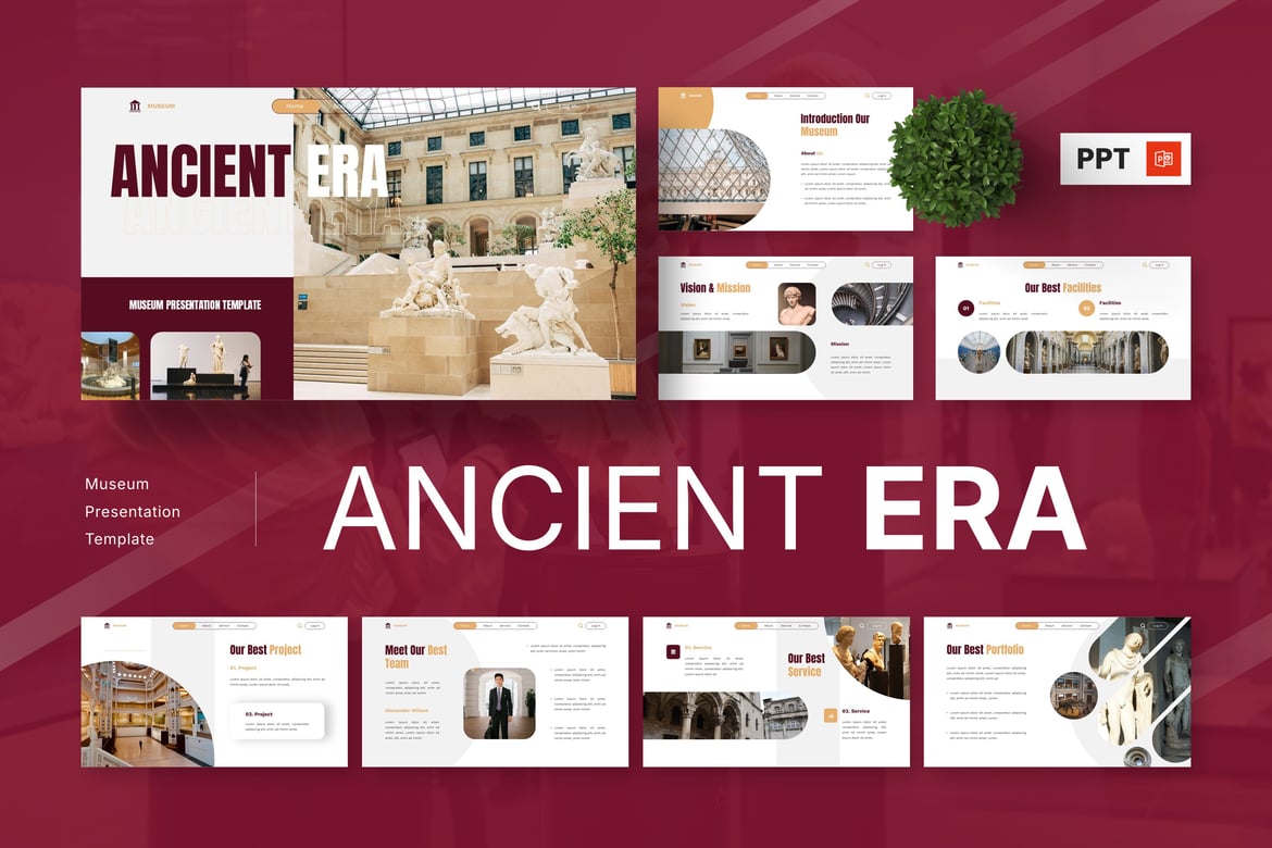 Template Presentasi Powerpoint Era Kuno yang Menarik