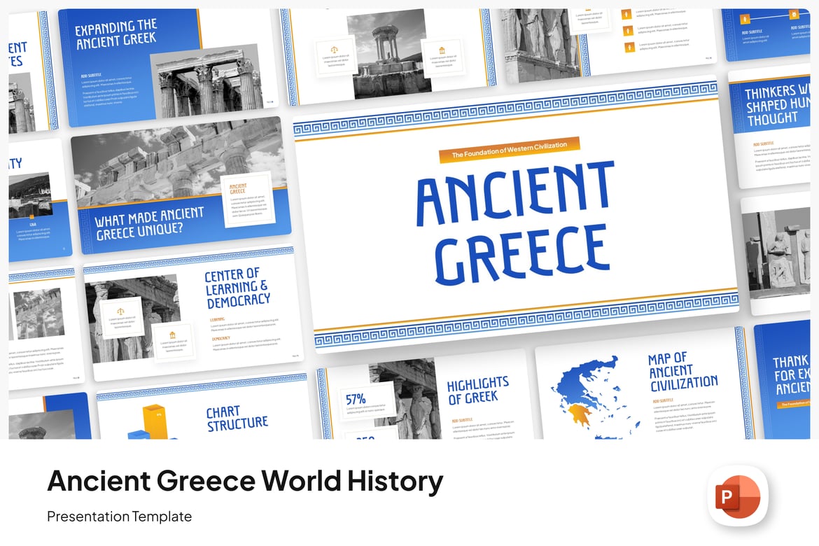 Template PowerPoint Sejarah Dunia Yunani Kuno yang Menarik