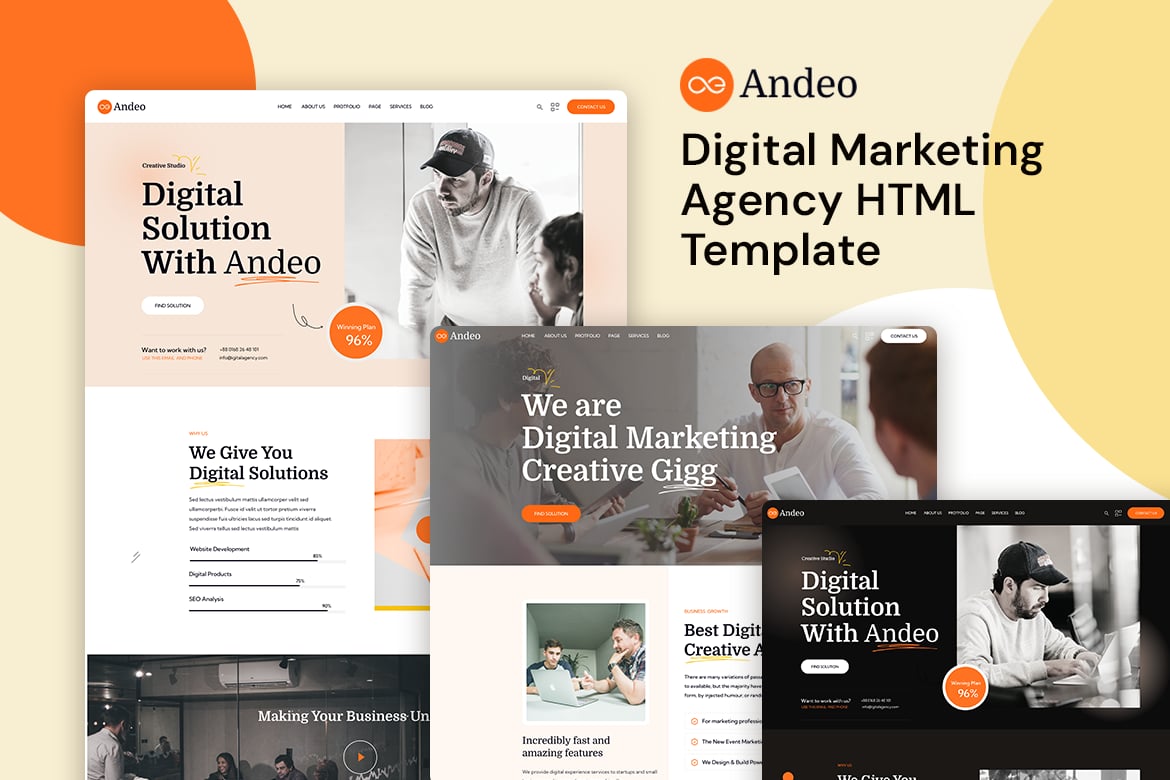Andeo - Template Website Digital Marketing yang Menarik