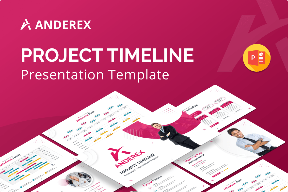 Template Presentasi PowerPoint Anderex – Visualisasi Timeline Proyek yang Menarik