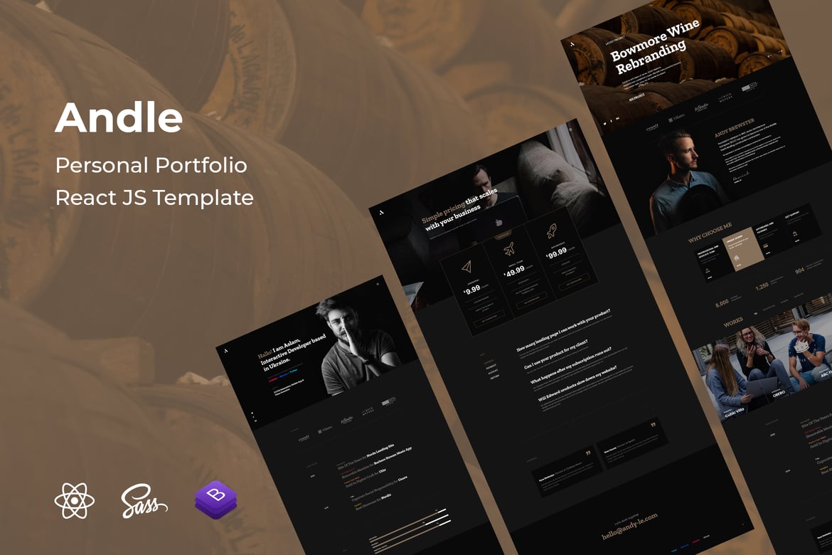 Andle - Template Web Portofolio Pribadi Berbasis React JS yang Modern
