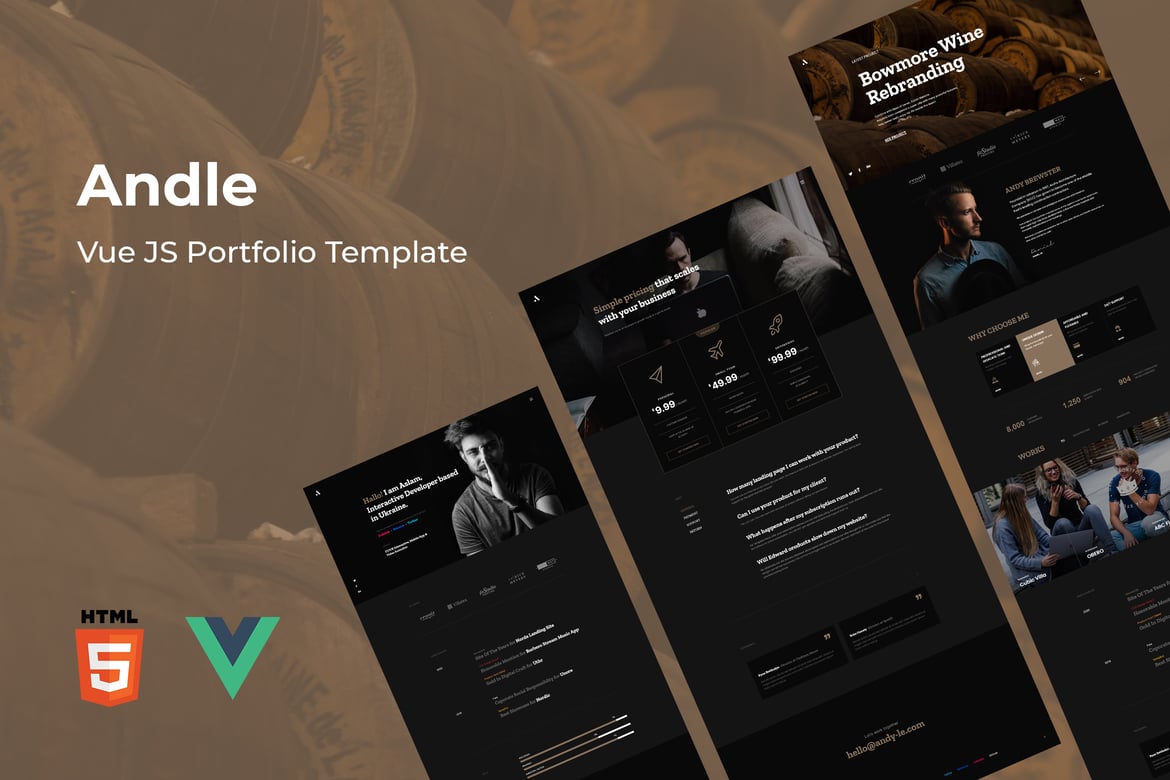 Andle - Template Website Portfolio Vue yang Modern dan Responsif
