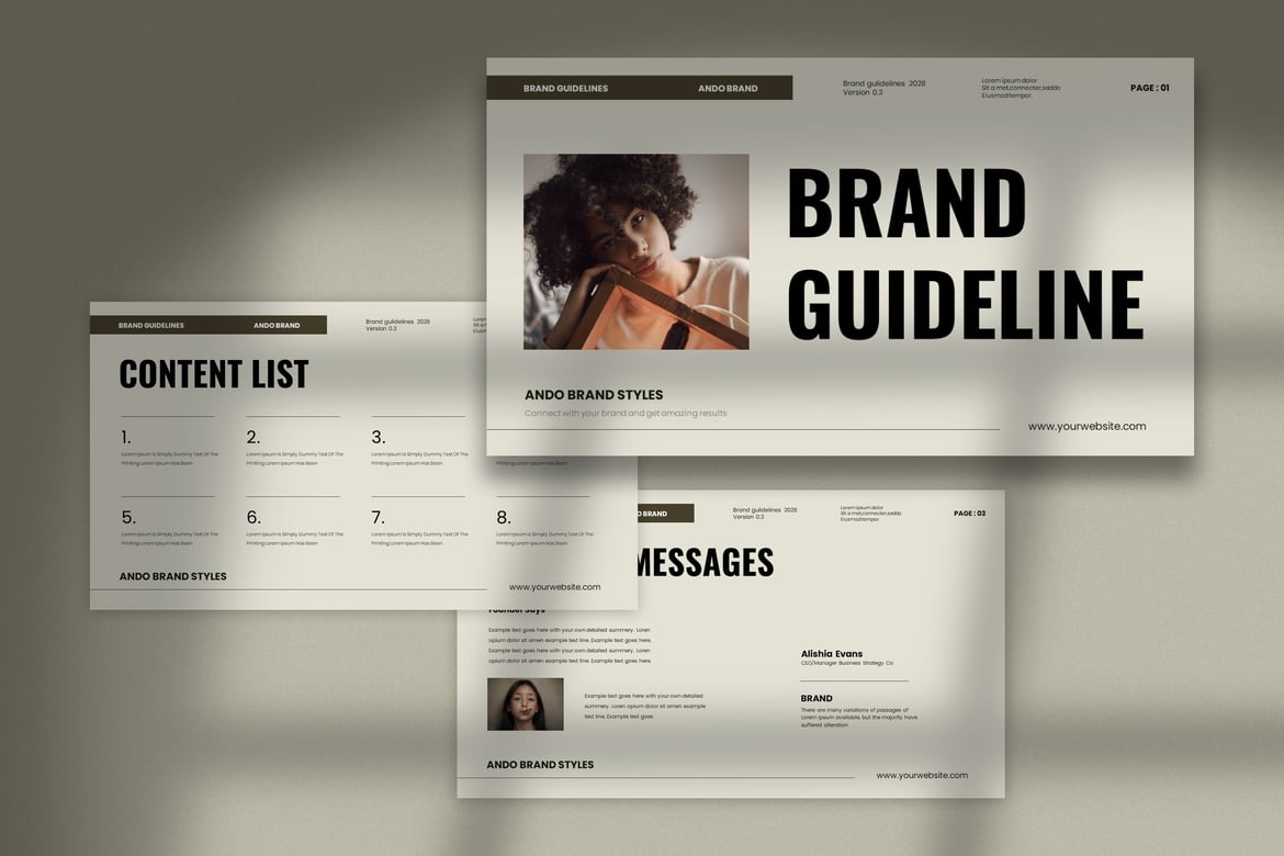 Ando - Template PowerPoint Pedoman Merek yang Minimalis
