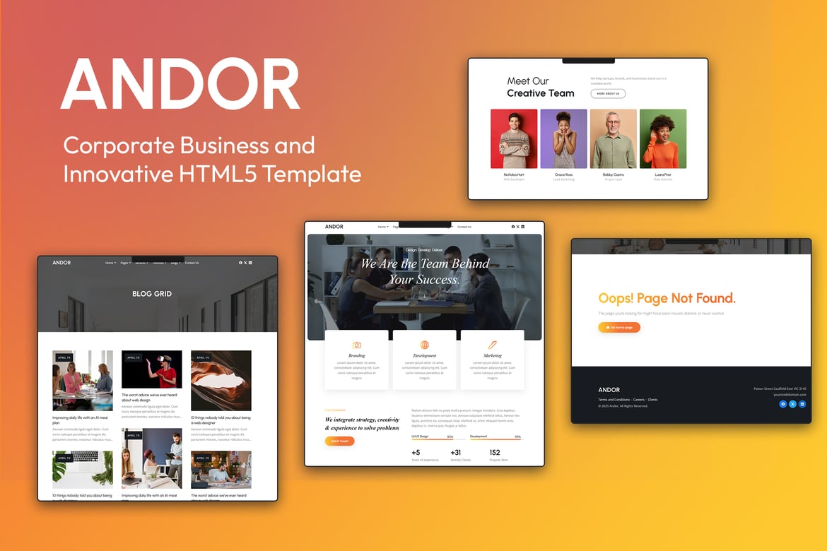 Andor - Template Website Solusi Bisnis Korporat HTML5 yang Elegan