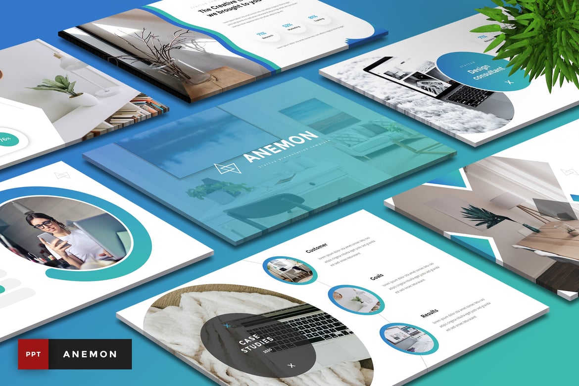 Template Presentasi PowerPoint Anemon untuk Startup Anda