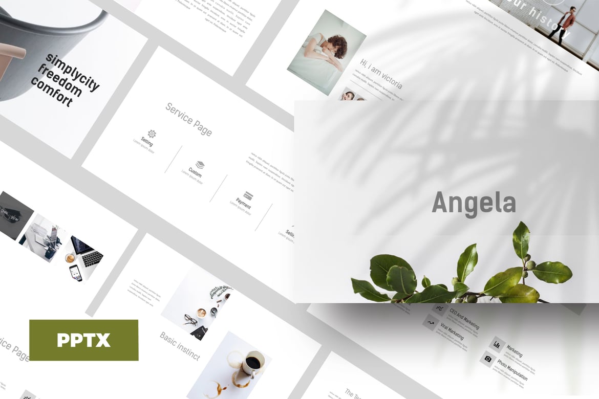 Template Presentasi Powerpoint Angela - Desain Kreatif dan Modern