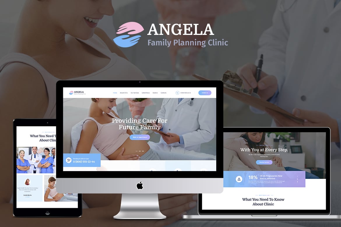 Tema WordPress Klinik Perencanaan Keluarga Angela yang Stylish dan Modern