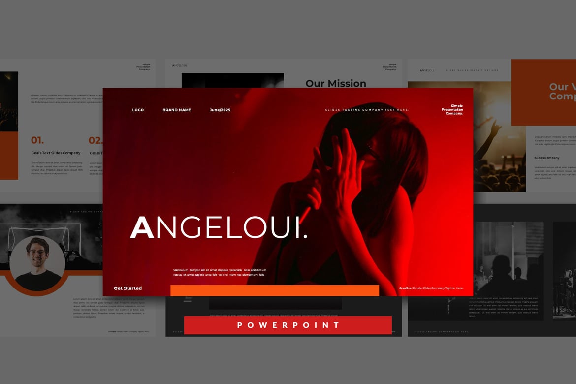 Template Presentasi PowerPoint Angeloui yang Menarik
