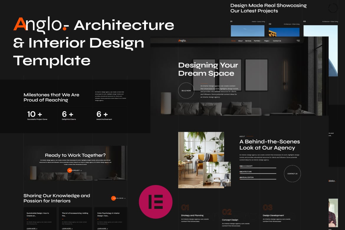 Kit Template Elementor Anglo - Desain Arsitektur & Interior yang Modern