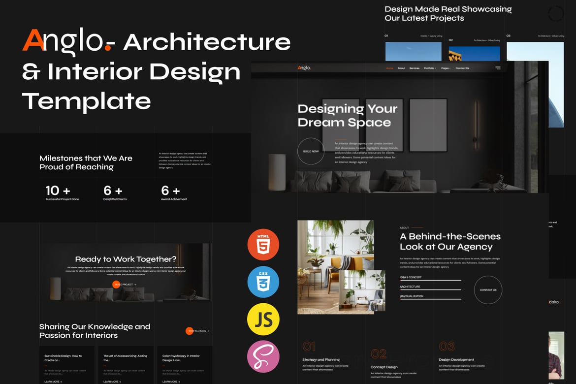 Template Website Arsitektur dan Desain Interior Anglo yang Menawan