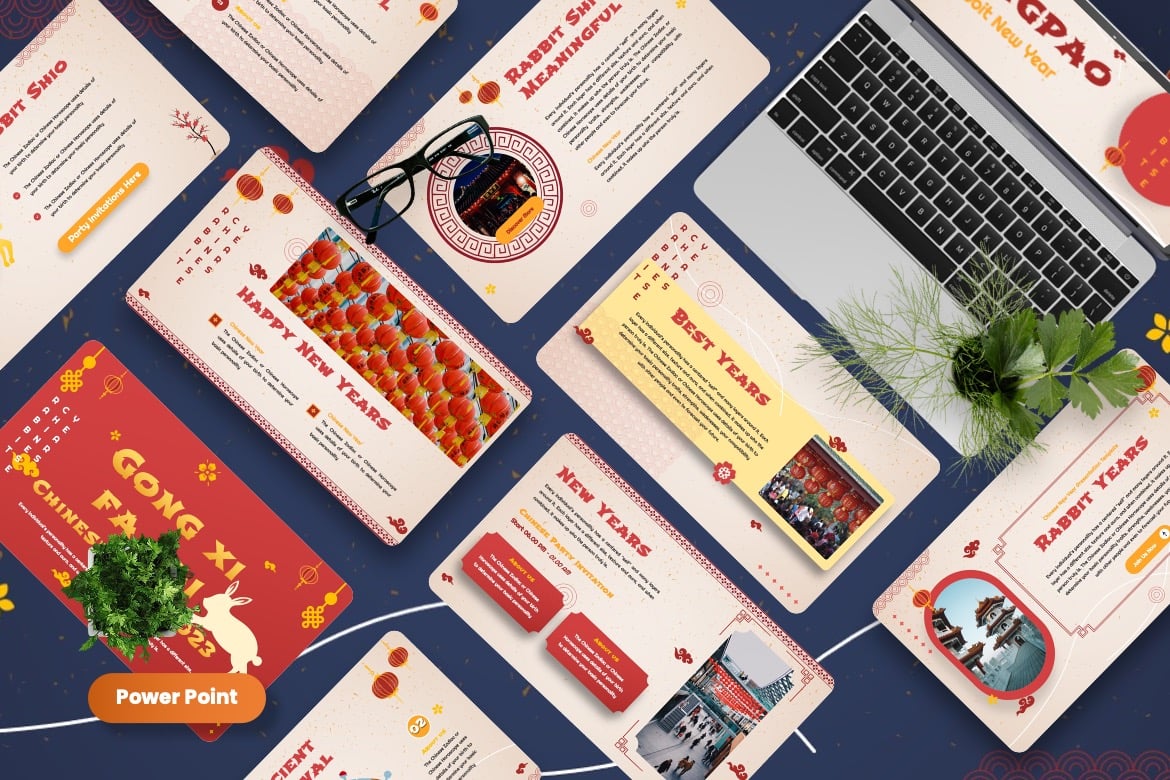 Template PowerPoint Angpao untuk Tahun Baru China yang Menarik