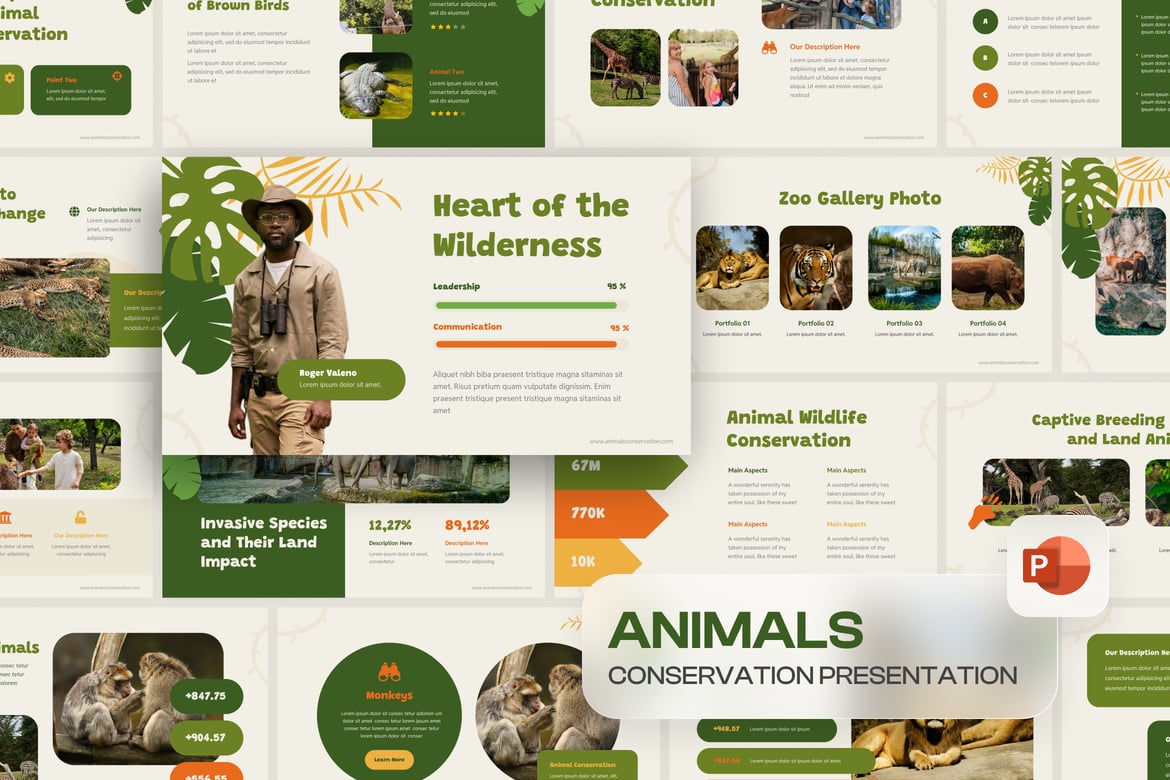 Template PowerPoint Konservasi Satwa yang Kreatif dan Menarik