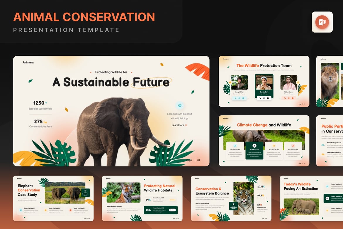 Template PowerPoint Konservasi Satwa yang Menarik dan Informatif