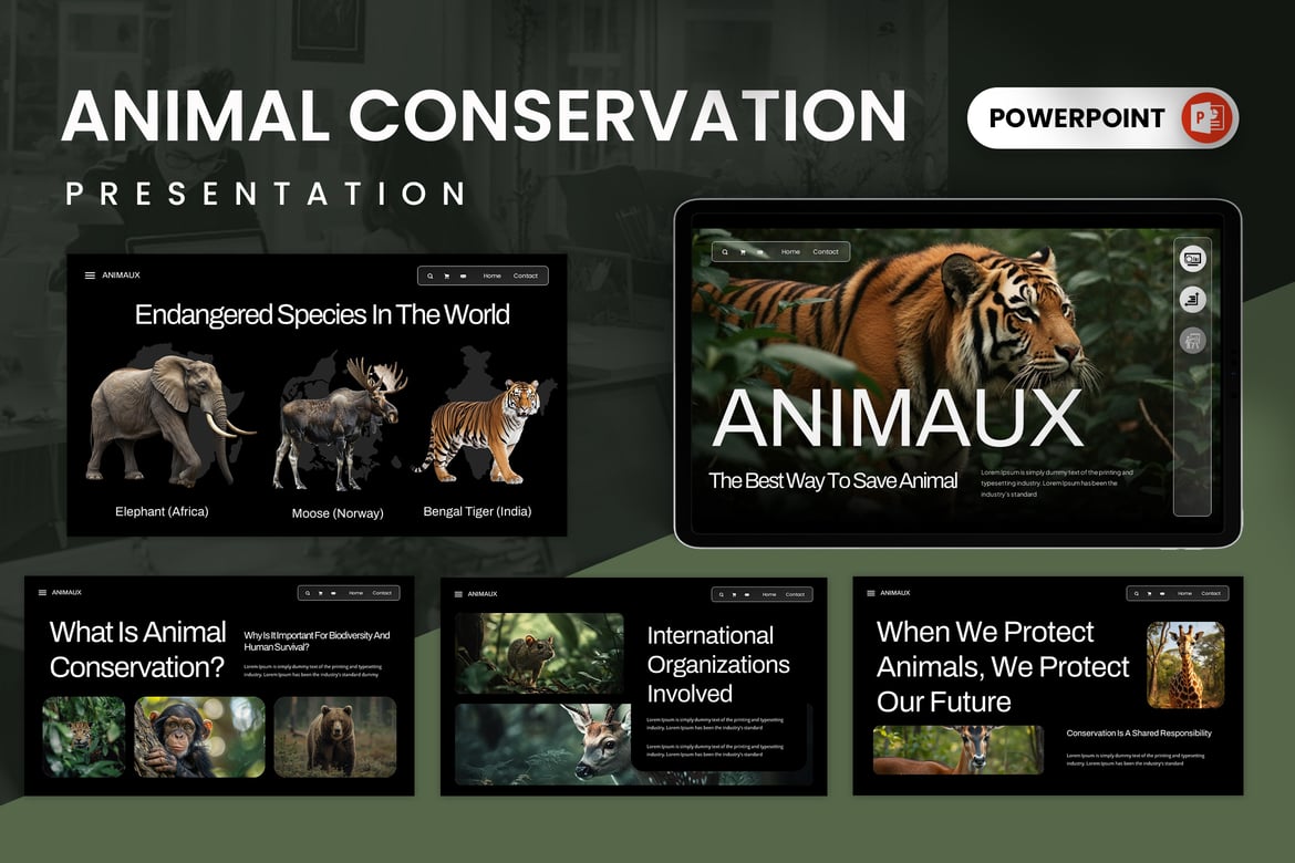 Template PowerPoint Konservasi Hewan yang Menarik dan Kreatif