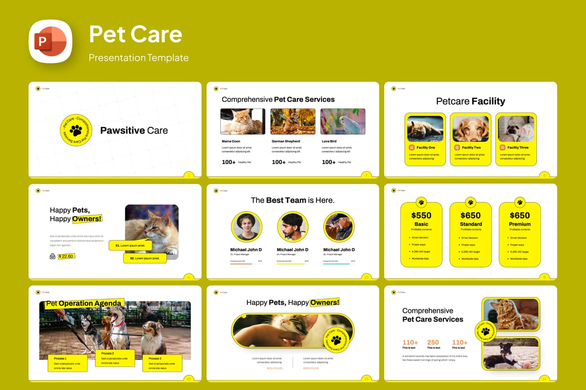 Template PowerPoint Perawatan Hewan Peliharaan yang Menarik