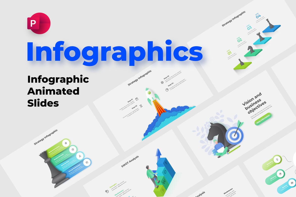 Set Template PowerPoint Infografis Animasi yang Memukau