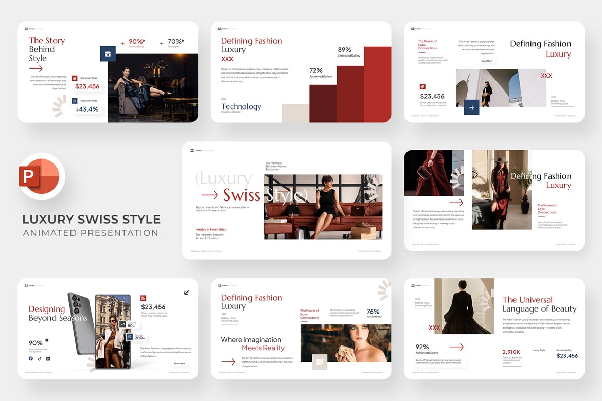 Template PowerPoint Animasi Mewah Bergaya Swiss