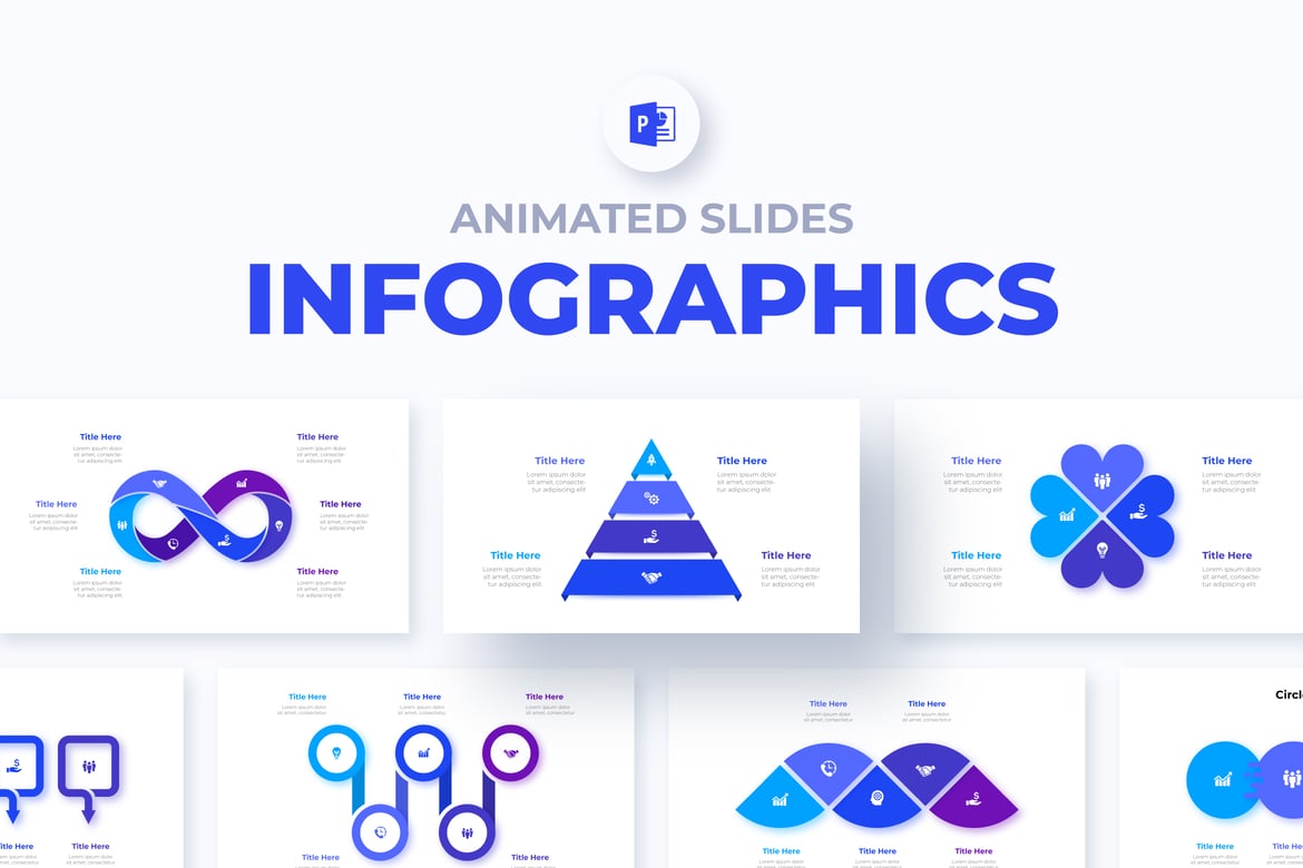 Set Template PowerPoint Infografis Animasi 01 yang Menarik