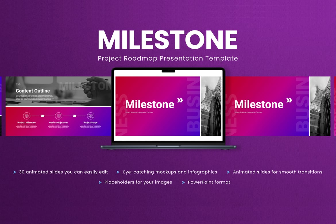 Template PowerPoint Roadmap Proyek Animasi yang Modern