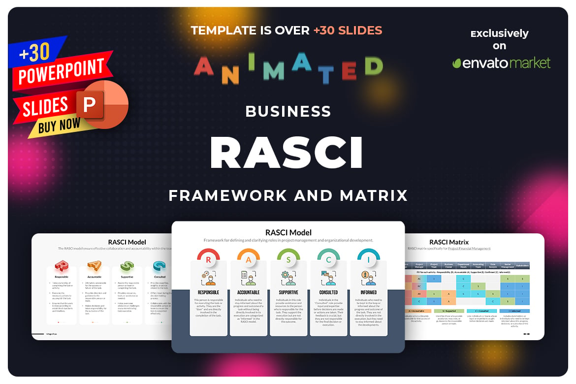 Template PowerPoint Animasi RASCI Framework & Matrix yang Menarik