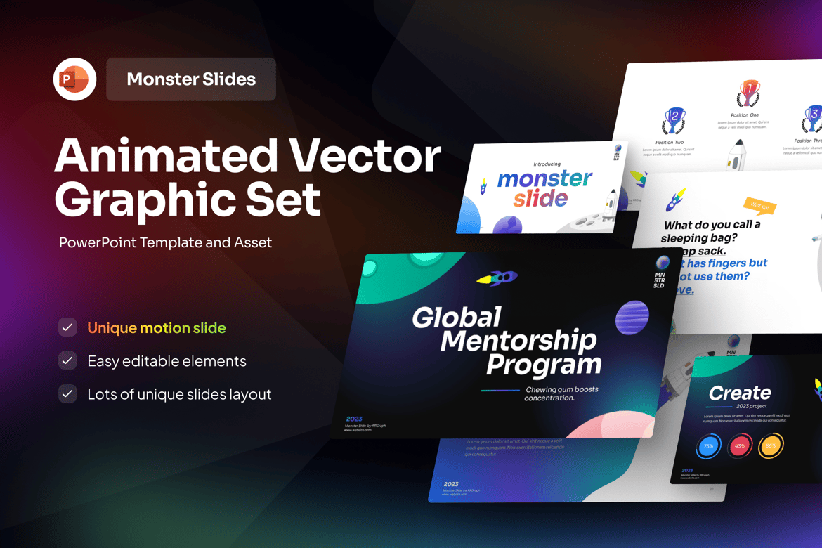 Template Presentasi PowerPoint Grafis Animasi yang Menarik