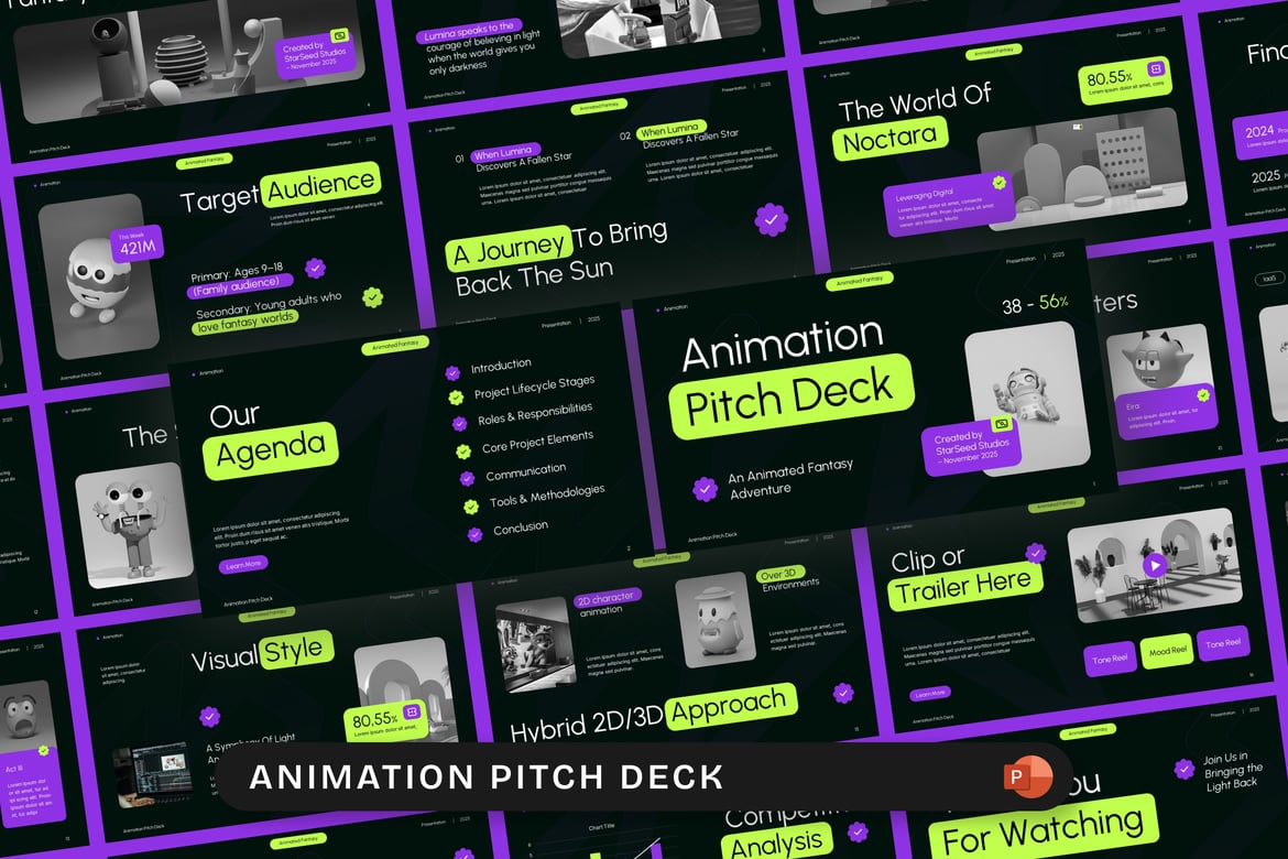 Template Presentasi PowerPoint untuk Pitch Animasi yang Menarik