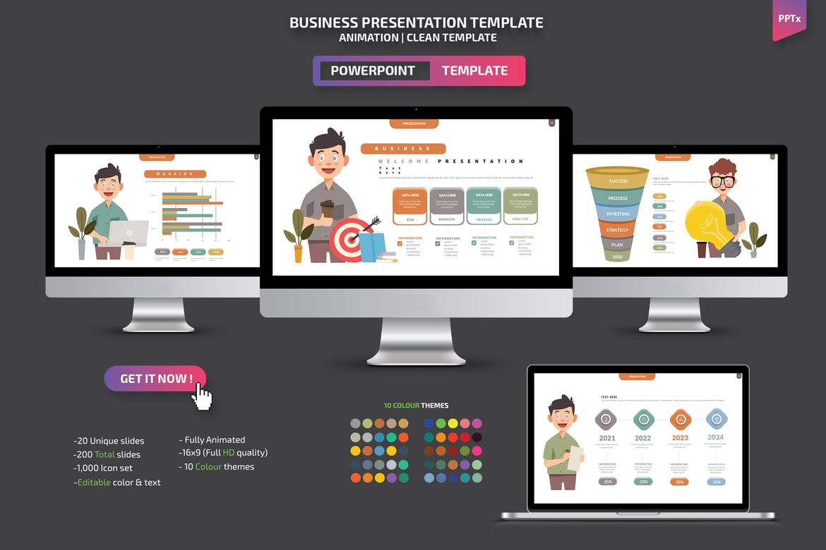 Template Powerpoint Animasi Kreatif untuk Presentasi Bisnis