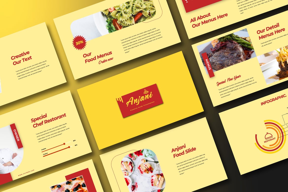 Template Presentasi PowerPoint Anjani Food and Drink Restaurant yang Menarik