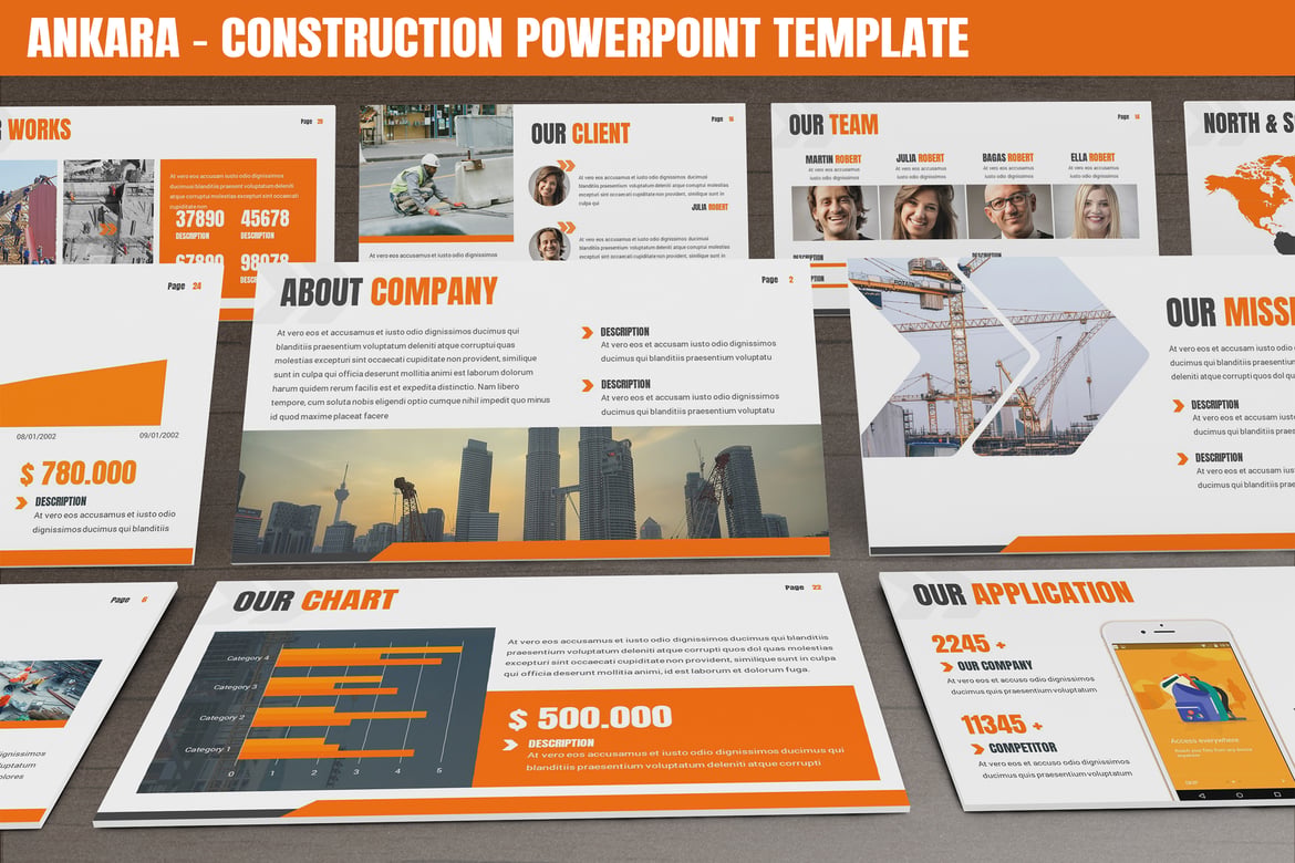 Template Presentasi PowerPoint Ankara - Desain Konstruksi Modern dan Bold