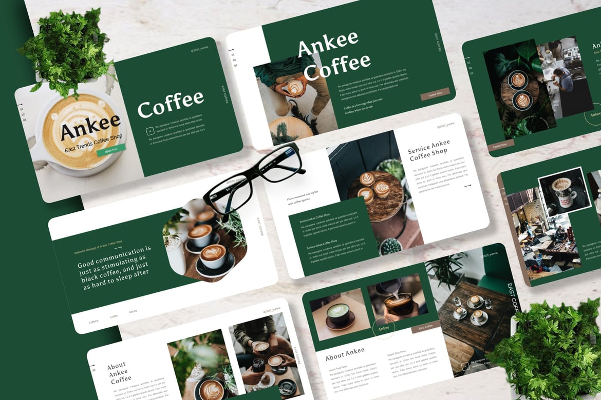 Template Presentasi PowerPoint Ankee untuk Kafe yang Menarik