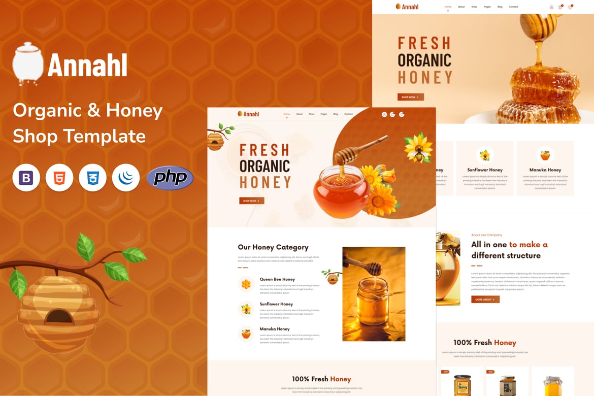Template Website Toko Madu Organik Annahl yang Responsif dan Modern