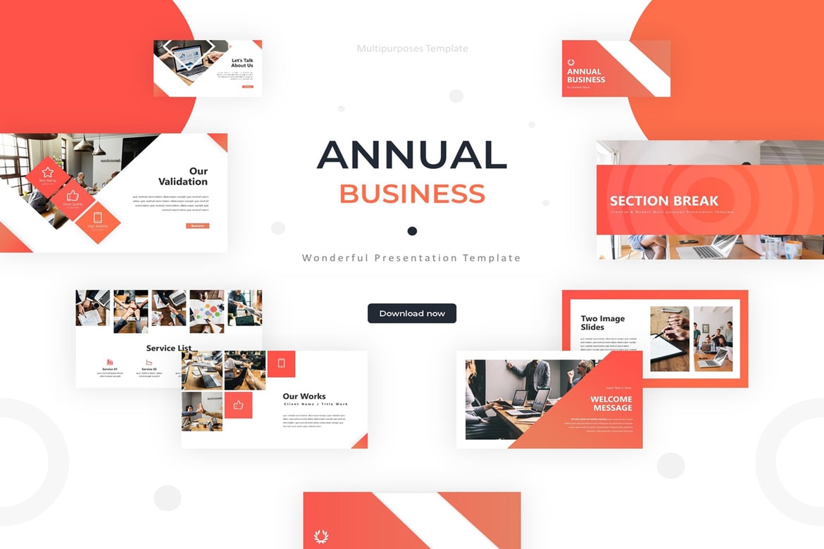 Template Presentasi Bisnis Tahunan yang Elegan untuk PowerPoint