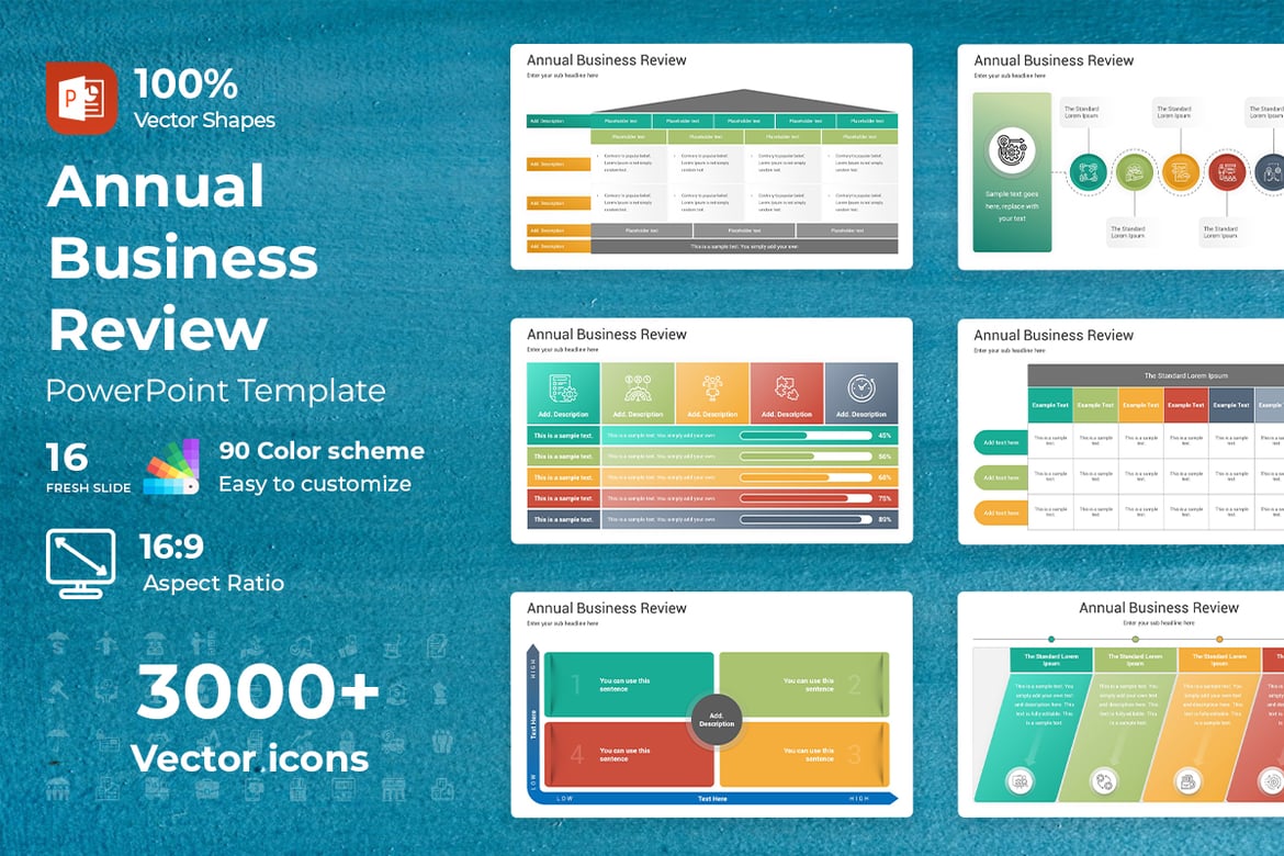 Template PowerPoint Tinjauan Bisnis Tahunan yang Menarik