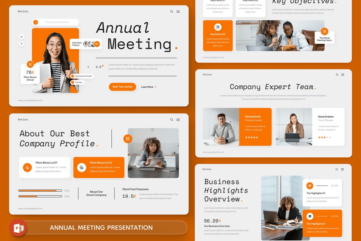 Template Presentasi PowerPoint Rapat Tahunan yang Menarik