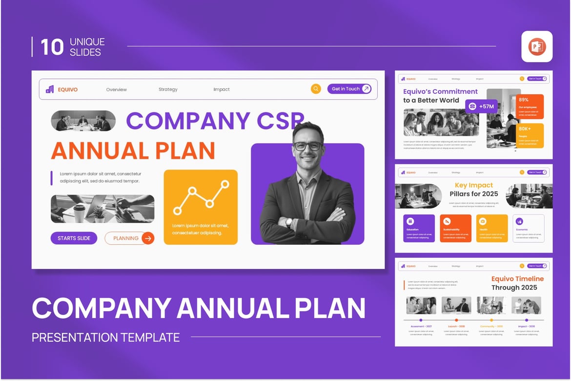 Template Presentasi PowerPoint Rencana Tahunan yang Menarik
