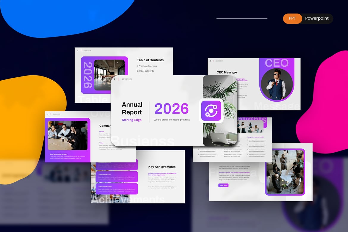 Template Presentasi PowerPoint Laporan Tahunan 2026 yang Menarik