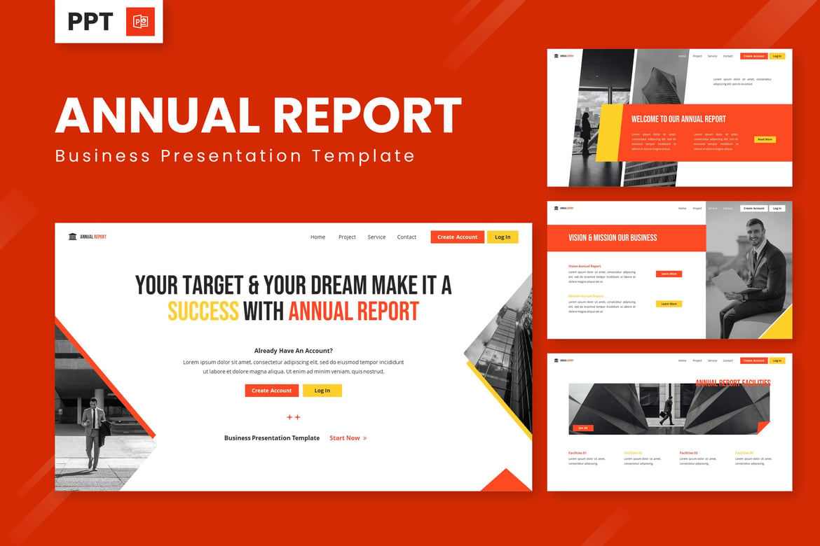 Template Powerpoint Laporan Tahunan Profesional untuk Bisnis