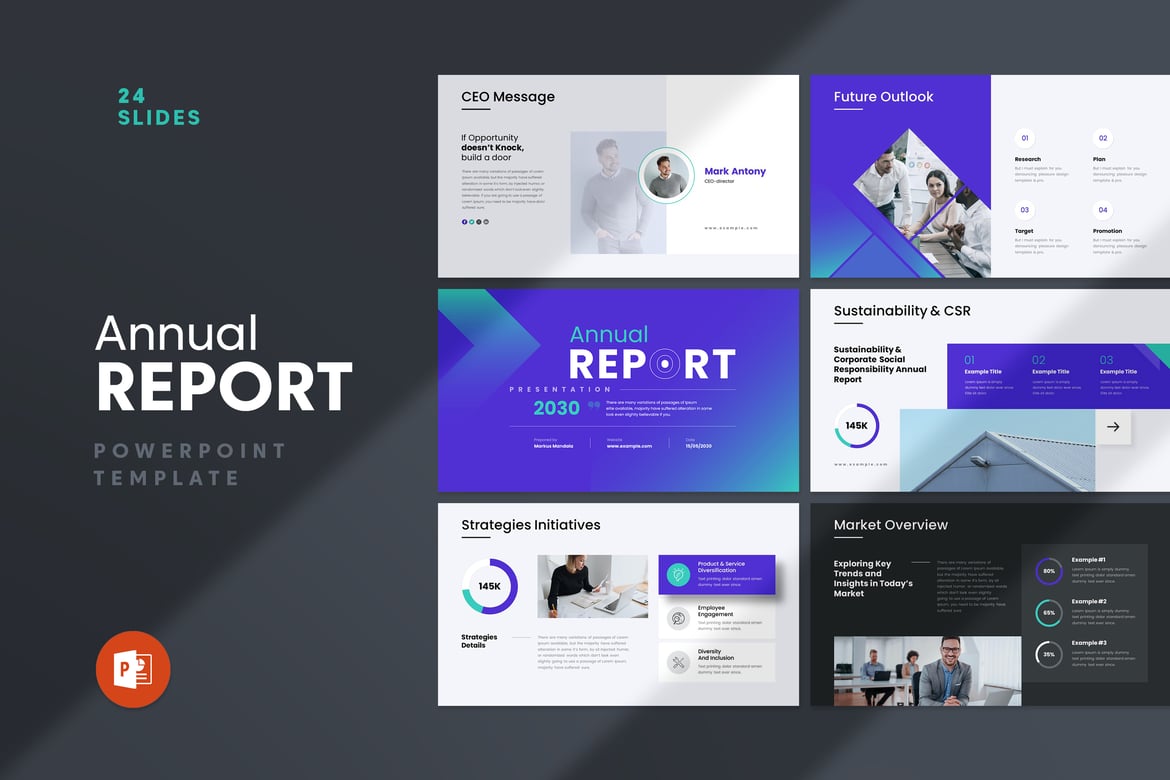 Template Presentasi PowerPoint Tahunan yang Menarik dan Berwarna