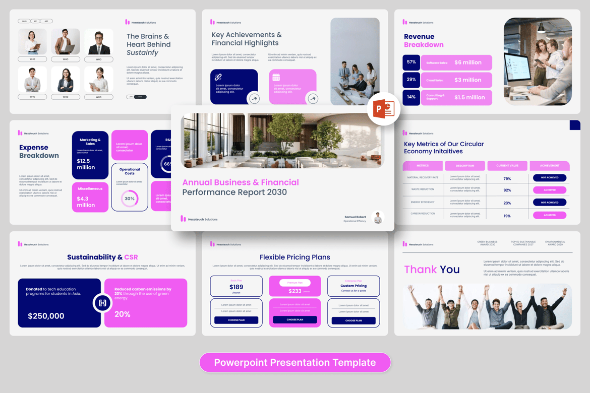 Template PowerPoint Laporan Tahunan yang Menarik dan Profesional