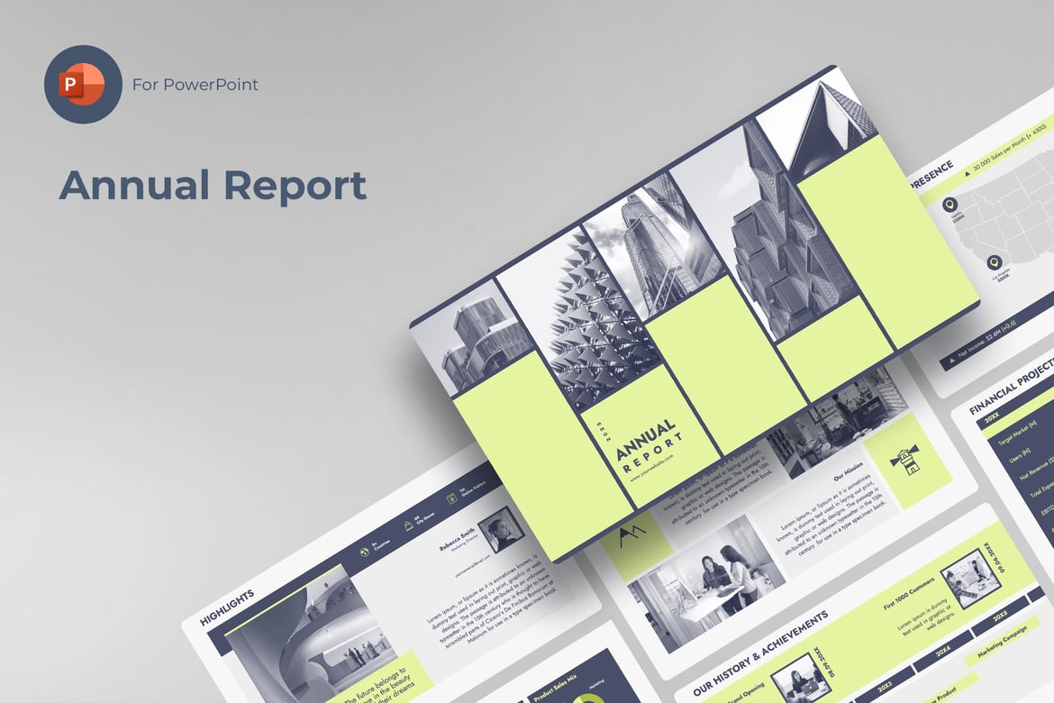 Template Presentasi PowerPoint Laporan Tahunan yang Menarik