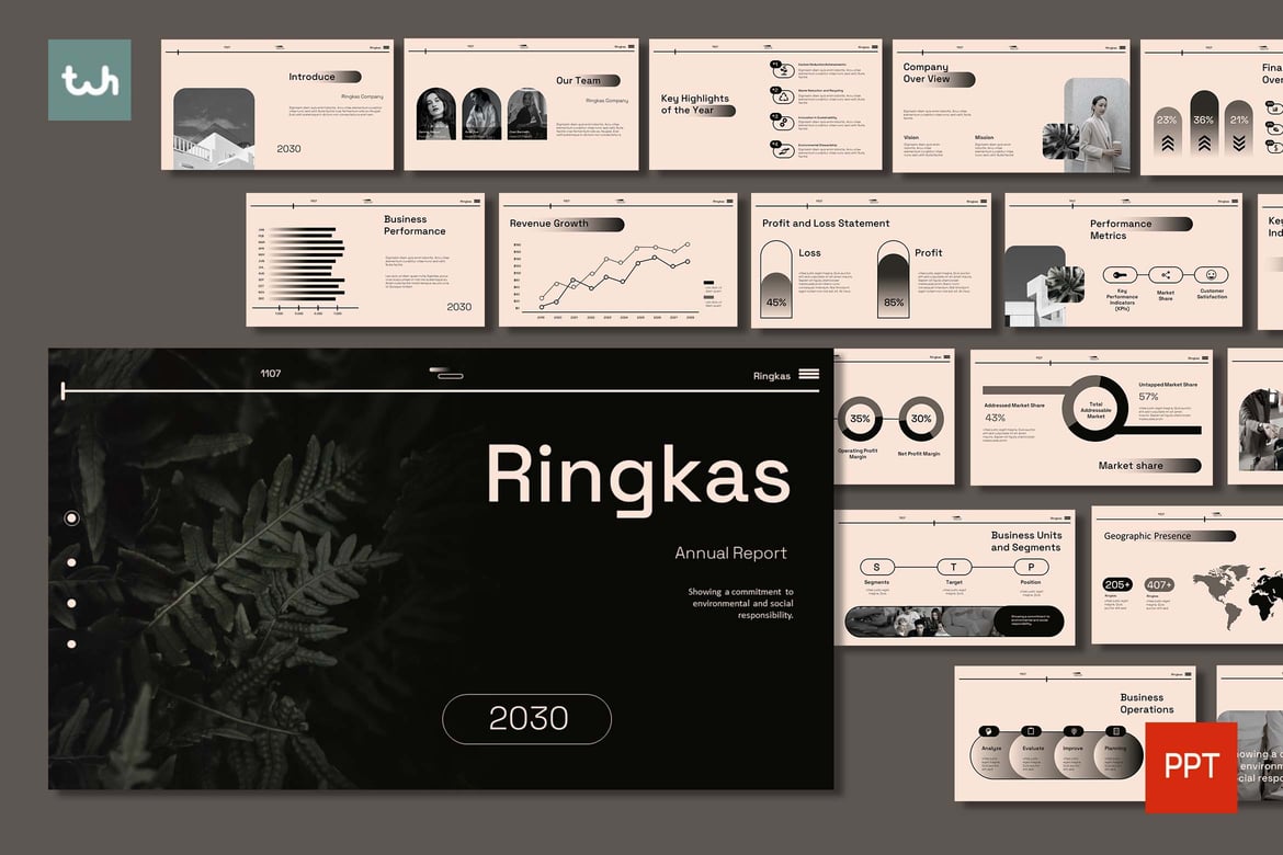 Template PowerPoint Laporan Tahunan yang Menarik | 001