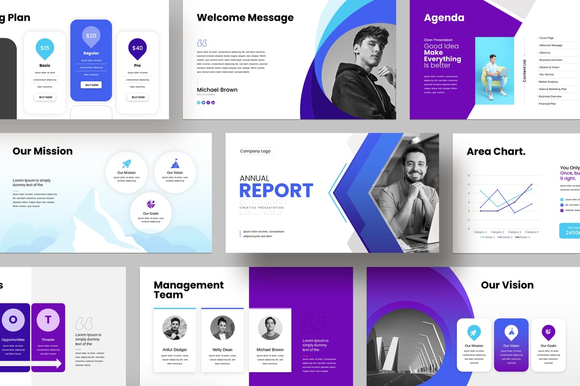 Template Presentasi PowerPoint Laporan Tahunan yang Menarik