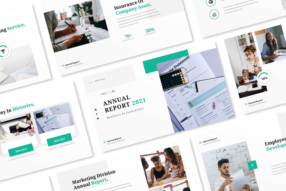 Template Presentasi PowerPoint Laporan Tahunan yang Menarik
