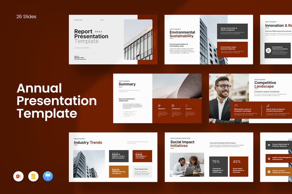 Template Presentasi PowerPoint Laporan Tahunan yang Menarik