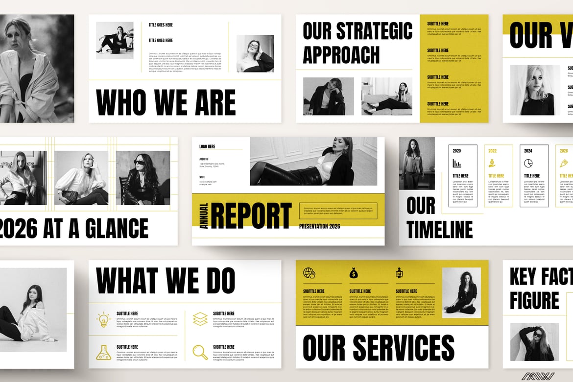 Template Presentasi PowerPoint Laporan Tahunan yang Modern dan Kreatif
