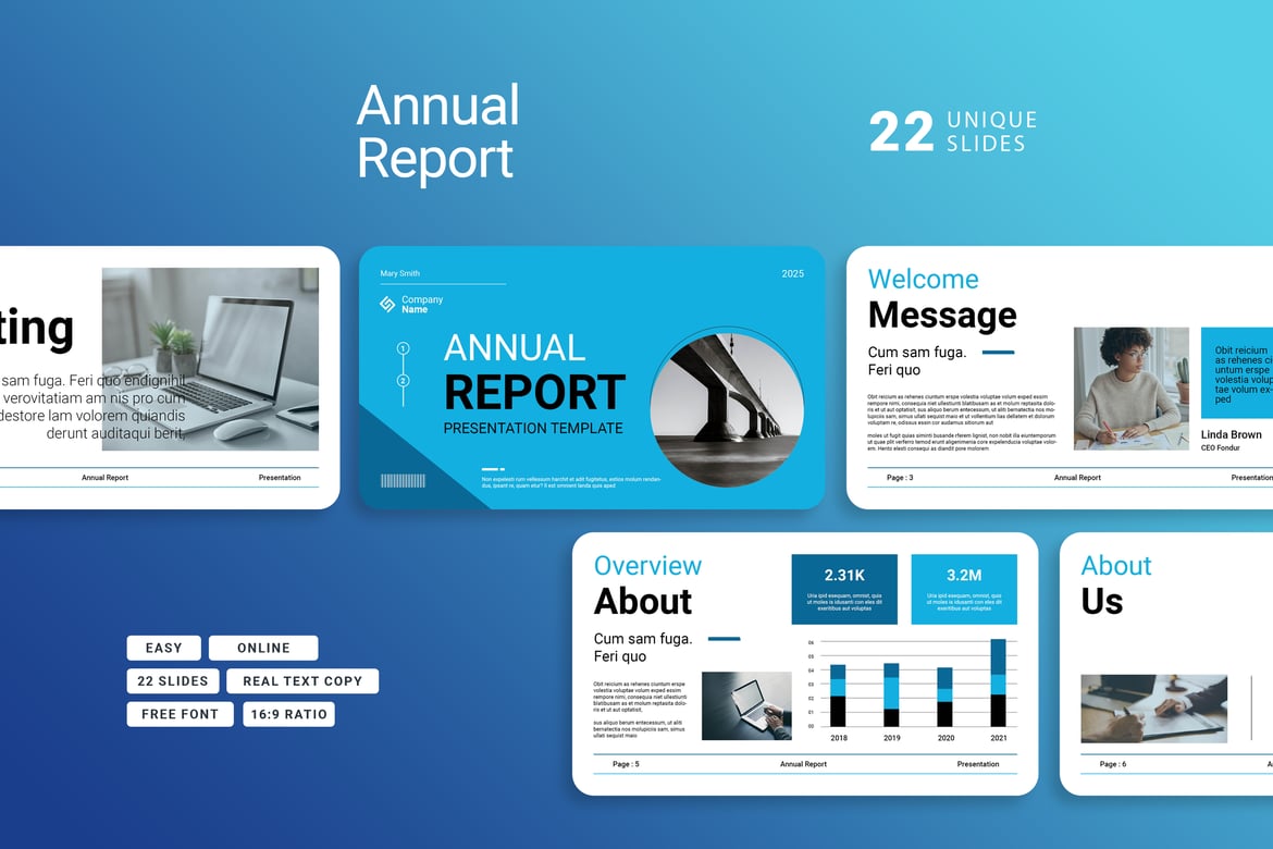Template Presentasi PowerPoint Laporan Tahunan yang Menarik dan Modern