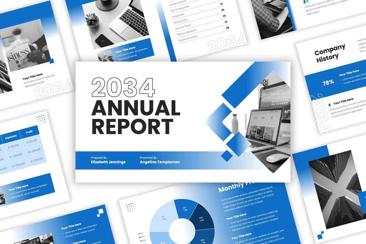 Template PowerPoint Laporan Tahunan yang Kreatif dan Modern