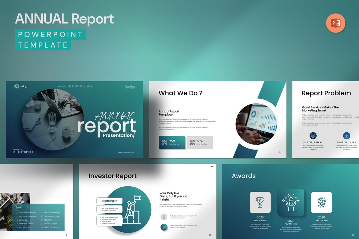Template Presentasi PowerPoint Laporan Tahunan yang Profesional